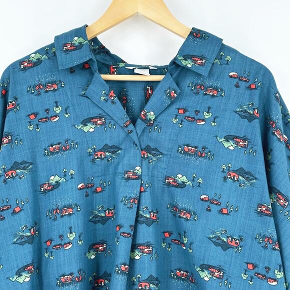 Duluth Women Printmaker Lightweight Popover Top 2X Novelty Camper Outdoors Retro - Picture 2 of 9